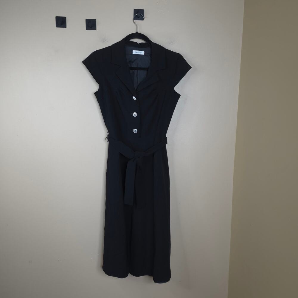 Calvin Klein Cap Sleeve Aline Button Front Midi Dress Size 12